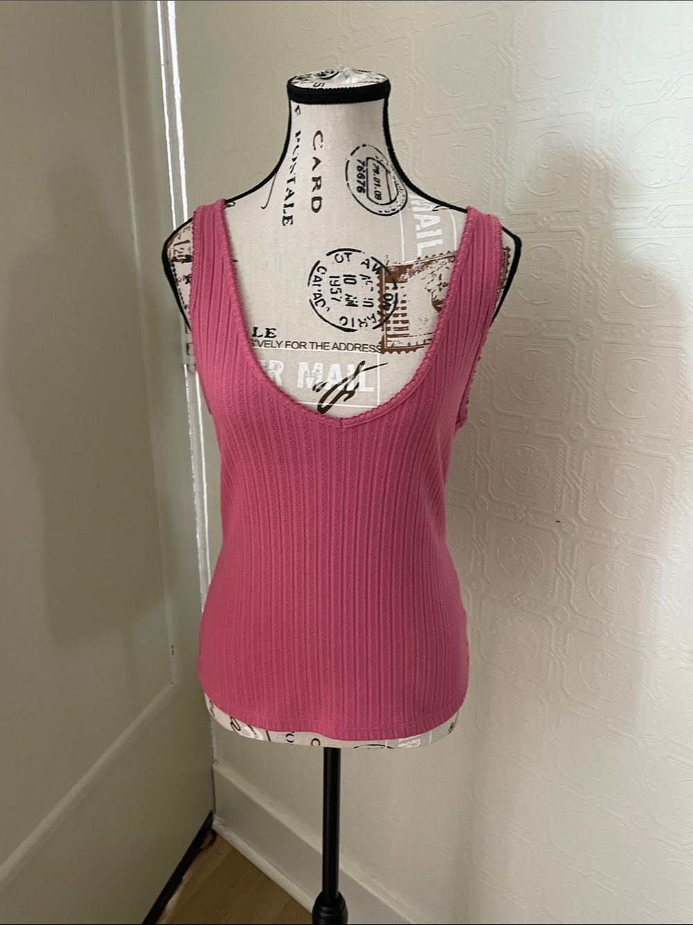 Universal Thread Ribbed Scoop Tank Top - Rose Pink